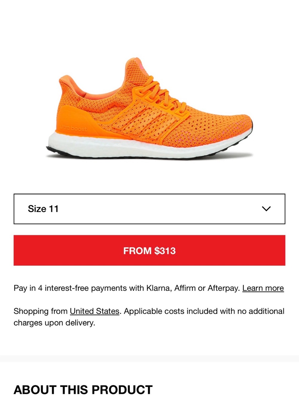 Rare ADIDAS ULTRABOOST CLIMA DNA
(SCREAMING ORANGE/SCREAMING ORANGE/CORE BLACK)